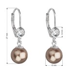 Stříbrné náušnice visací s perlou Swarovski hnědé kulaté 31196.3