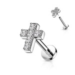 Labreta / cartilage piercing - křížek (1,2 x 8 mm)