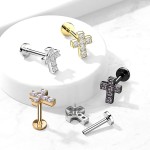 Labreta / cartilage piercing - křížek (1,2 x 8 mm)