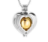 Náhrdelník - pamětní přívěsek, pietní přívěsek, přívěsek srdce s kuličkou gold