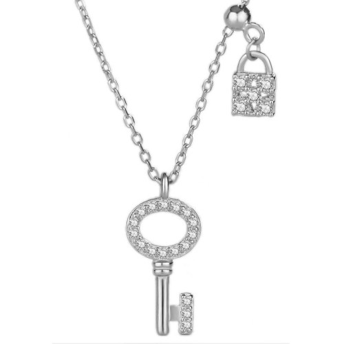Stříbrný náhrdelník s klíčkem a zámečkem