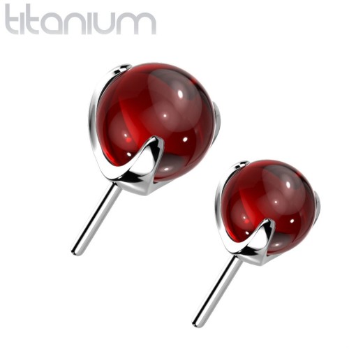 Kamínek k PUSH IN piercingu TITAN, červený kamínek (4 mm)