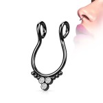 Falešný piercing do nosu - septum (černá)