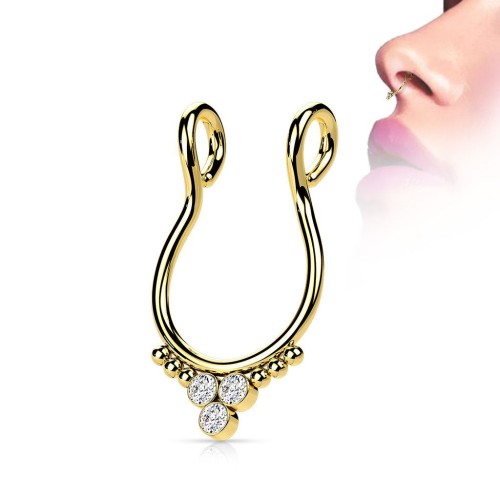 Falešný piercing do nosu - septum (žluté zlato)