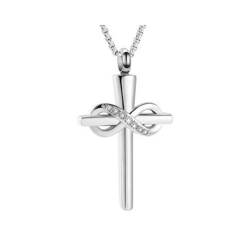 Náhrdelník - pamětní přívěsek, pietní přívěsek, přívěsek na popel kříž s nekonečnem