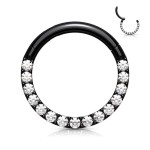 Piercing segment kruh s kamínky (černý)