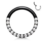 Piercing segment kruh s kamínky (černý)