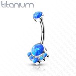 Piercing do pupíku s opálem - TITAN (bílá)