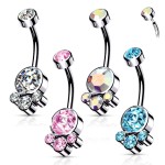 Ocelový piercing do pupíku (čirá)