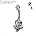 Piercing do pupíku - TITAN, opál modrý