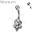 Piercing do pupíku - TITAN, opál modrý