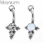 Piercing do pupíku - TITAN, opál bílý