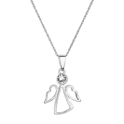 Stříbrný náhrdelník anděl se Swarovski krystalem bílý 32082.1 crystal