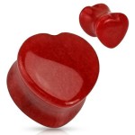 Plug do ucha srdce - kámen červený jadeit (6 mm) [2]