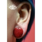 Plug do ucha srdce - kámen červený jadeit (14 mm) [3]