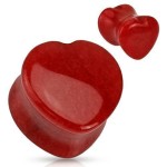 Plug do ucha srdce - kámen červený jadeit (14 mm) [0]