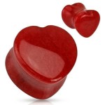 Plug do ucha srdce - kámen červený jadeit (16 mm) [0]