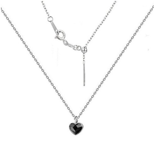 Minimalistický stříbrný náhrdelník se srdcem Crystals from Swarovski® Jet Back