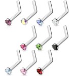 Zahnutý piercing do nosu 2mm zirkon