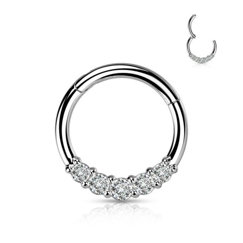 Segment kruh se zirkony, septum piercing 1,2 x 8 mm