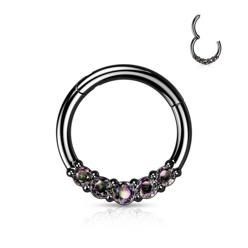 Segment kruh se zirkony, septum piercing 1,2 x 8 mm