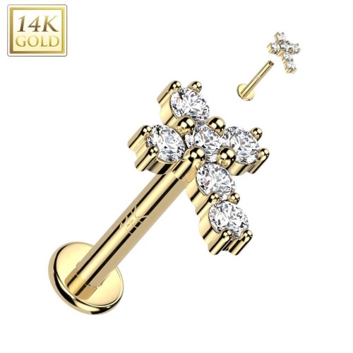 Zlatý piercing do brady - labreta, Au 585/1000 (1,2 x 8 mm)