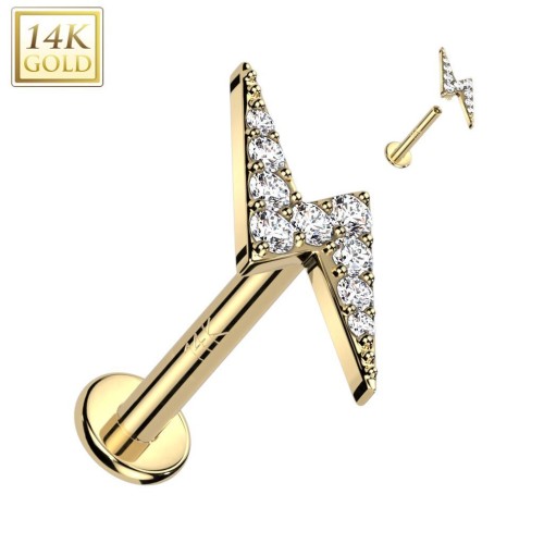 Zlatý piercing do brady - labreta, Au 585/1000 (1,2 x 8 mm)
