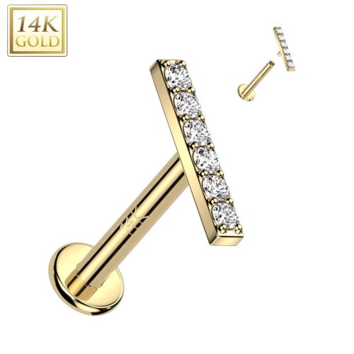 Zlatý piercing do brady - labreta, Au 585/1000 (1,2 x 8 mm)
