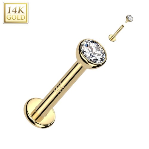 Zlatý piercing do brady - labreta, Au 585/1000 (1,2 x 8 mm)