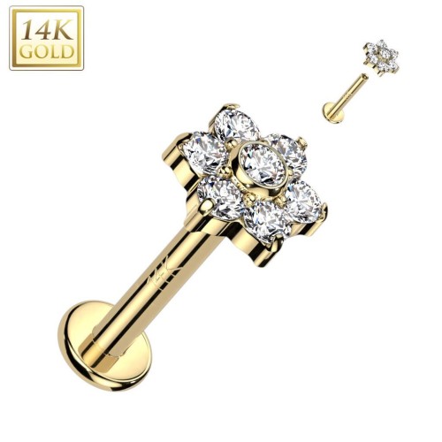 Zlatý piercing do brady - labreta, Au 585/1000 (1,2 x 8 mm)