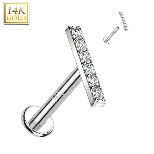 Zlatý piercing do brady - labreta, Au 585/1000 (1,2 x 6 mm)