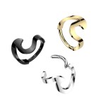 Černý ocelový kruh - helix / cartilage piercing (1,2 x 8 mm)