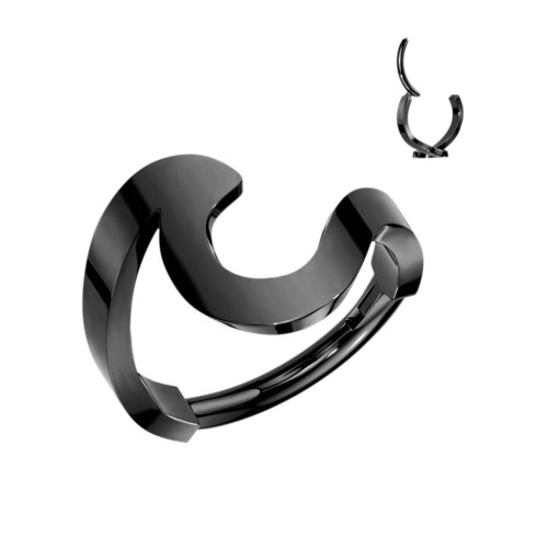 Černý ocelový kruh - helix / cartilage piercing (1,2 x 8 mm)