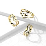 Zlacený ocelový prsten se srdíčkem (60)