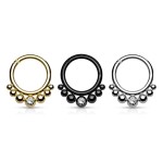 Piercing kruh segment s kuličkami a zirkonem (černý)