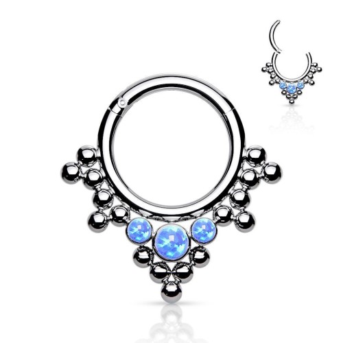 Piercing segment kruh TITAN, modrý opál, 1,2 x 8 mm