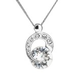 Stříbrný náhrdelník s krystaly Preciosa bílý kulatý 32048.1 crystal [0]
