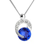 Stříbrný náhrdelník s krystaly Swarovski modrý kulatý 32048.3 majestic blue [0]