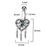 Piercing do pupíku - srdíčko lapač snů