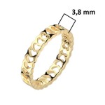 Zlacený ocelový prsten se srdíčky (57)