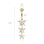 Visací piercing do pupíku s kytičkami rosegold