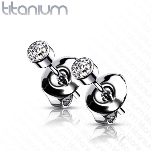 Titanové náušnice se zirkony (4 mm)
