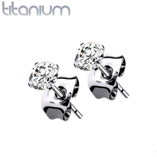 Titanové náušnice se zirkony (3 mm)