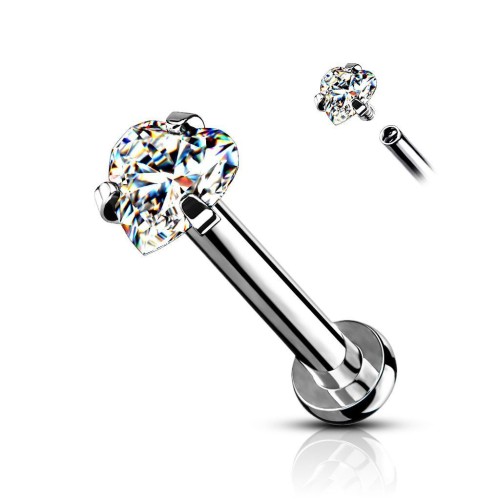 Piercing do brady labreta / cartilage čiré srdíčko (1,2 x 8 mm)