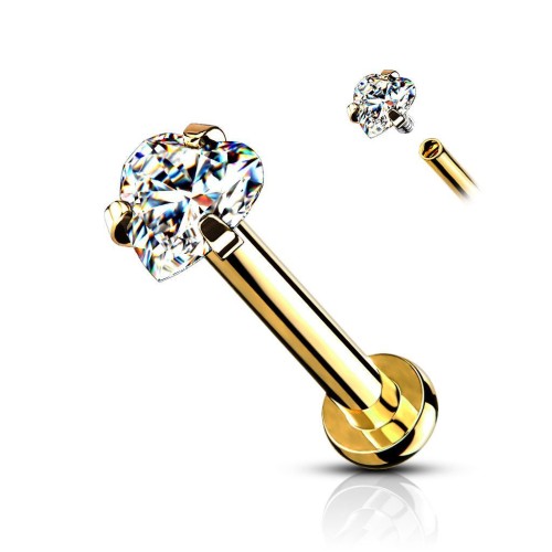 Zlacený piercing do brady labreta / cartilage (1,2 x 6 mm)