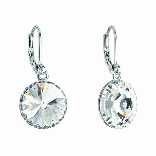 Náušnice bižuterie visací s velkým Preciosa krystalem kulaté 51079.1 crystal