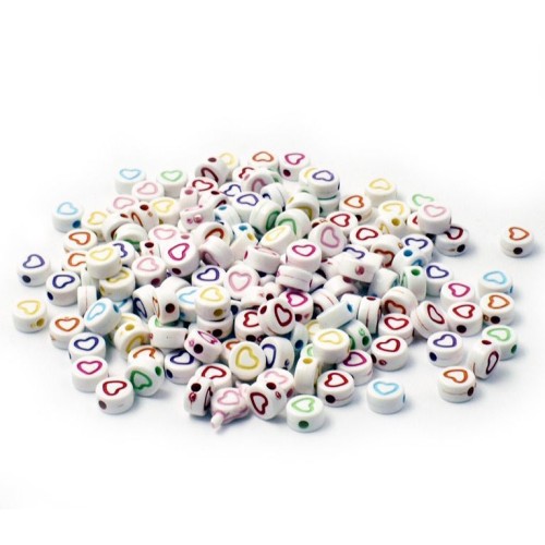 Plastový korálek se srdíčkem (světle růžová)