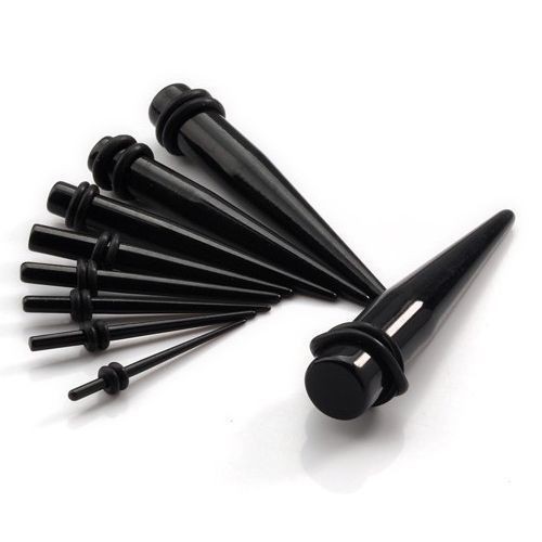 Akrylátový roztahovák do ucha černý (9 mm)