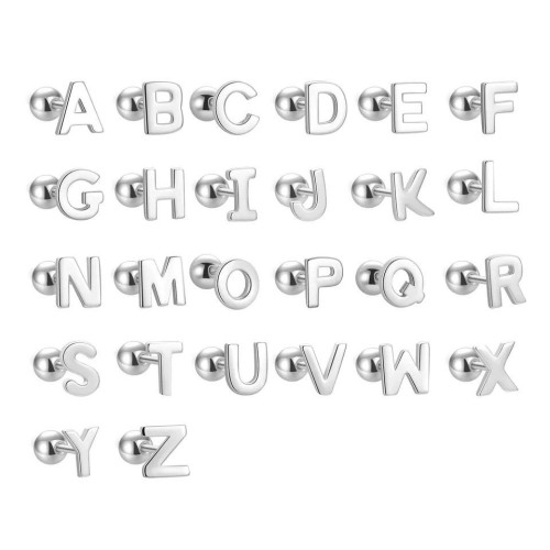 Stříbrná šroubovací náušnice - písmeno N - 1 kus