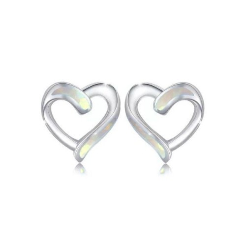 Stříbrné náušnice s bílý opálem